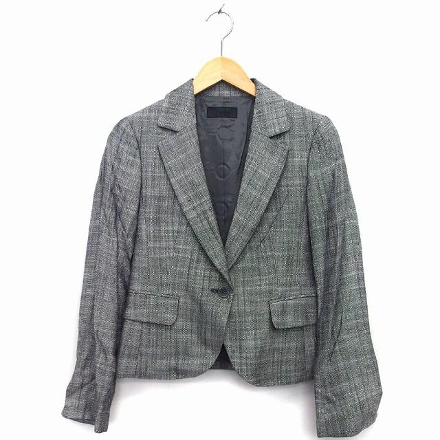 ICB アイシービー iCB テーラード ジャケット シングル シルク混 総柄 