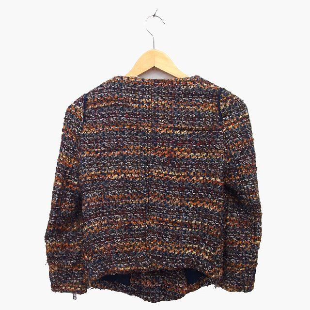 ザラ ベーシック ZARA BASIC ニット ジャケット ノーカラー 綿混