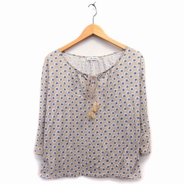 レゾリヴァード Les Olivades カットソー Tシャツ 長袖 丸首 ワイド 花 柄 綿 ダークベージュ /HT29 レディース :172-902209100033:ブランド古着販売のベクトル 通販 USED l Les Olivades ボーダーチュニック