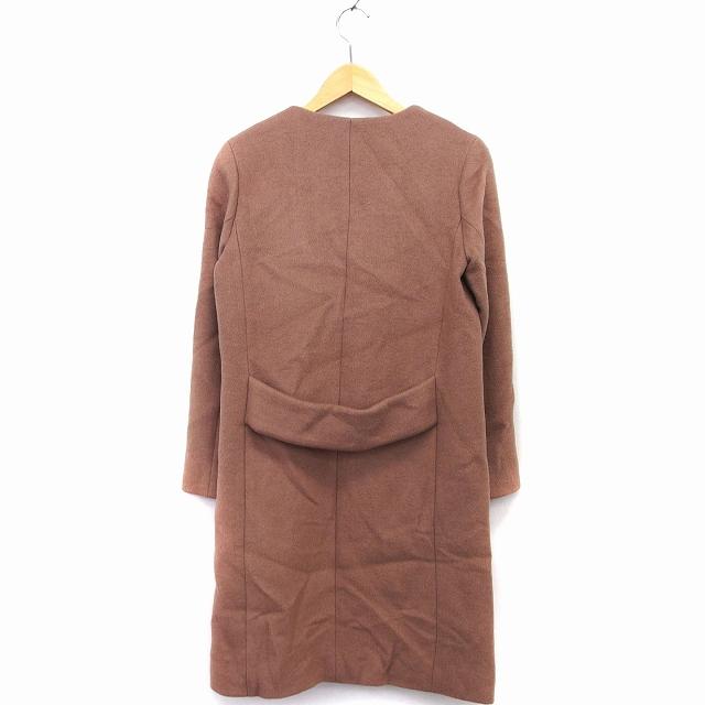 ククス Cucux ノーカラー コート ロング ウール混 メルトン 無地