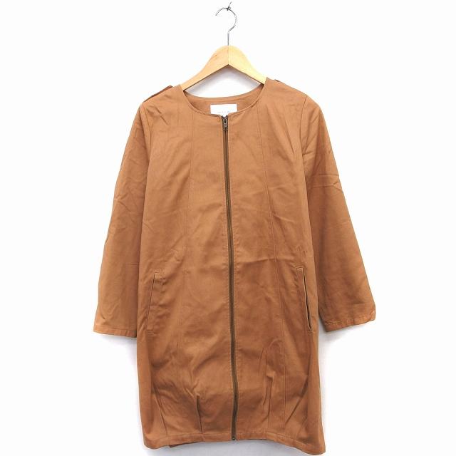 simplicite ノーカラーコート イエローコットン混紡