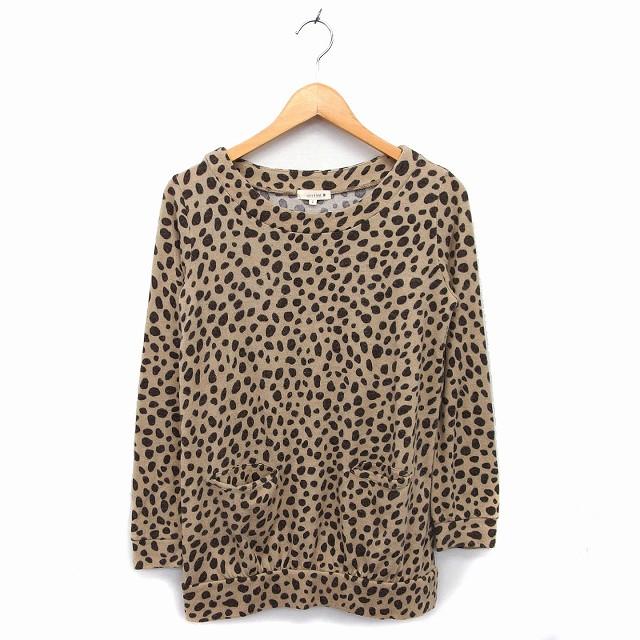 エニィファム anyFam カットソー ニット ボートネック ギャザー ヒョウ