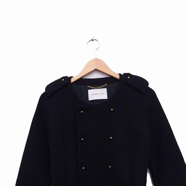 アンソール ENSOR CIVET コート アウター ノーカラー ミドル丈 ウール  