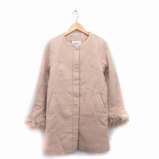 IENA 【新品未使用] ベージュ ピンク ピーコート ウール カシミヤ セール】 ◇カシミヤ混フォックスファー襟コート （アウター