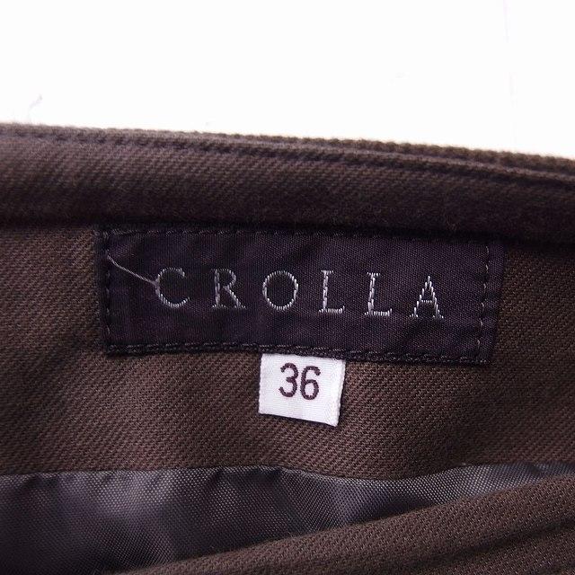 クローラ crolla タック タイトスカート ミニ 無地 コットン 綿 36 ブラウン 茶 /FT19 レディース｜vectorpremium｜03