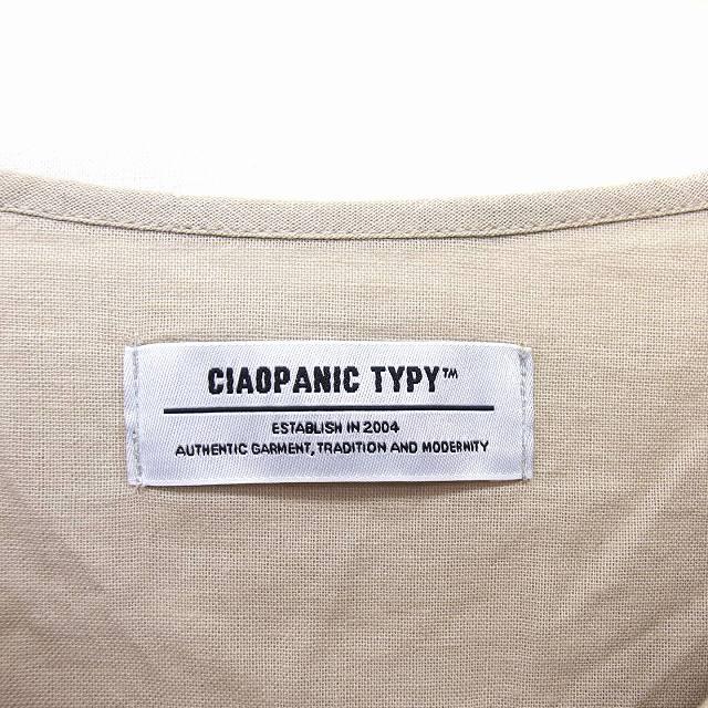 チャオパニック ティピー CIAOPANIC TYPY カットソー Tシャツ Vネック リネン混 コットン混 透け感 ロングテール 七分袖 ONE グレージュ /N｜vectorpremium｜03