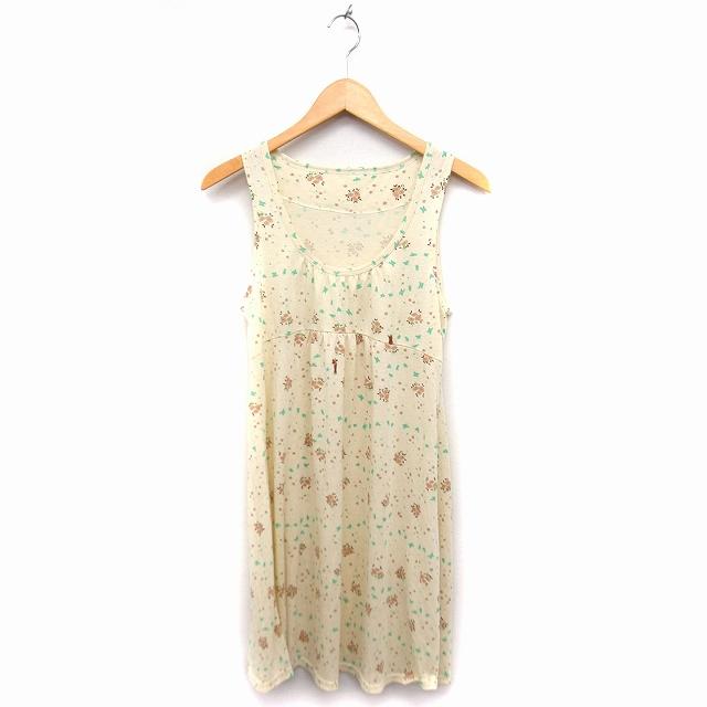フランシュリッペ franche lippee Aライン ワンピース 花小鳥プリント 