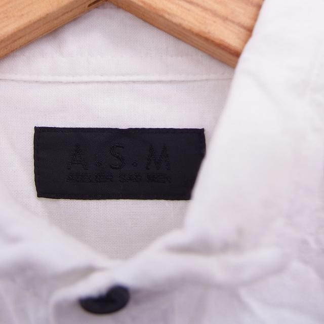 エーエスエム A.S.M シャツ 七分袖 胸ポケット コットン M ホワイト 白 /KT22 メンズ｜vectorpremium｜03