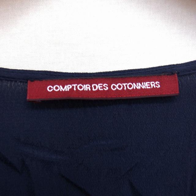 コントワーデコトニエ COMPTOIR DES COTONNIERS カットソー Tシャツ ライン シンプル 透け感 半袖 Vネック 9 ネイビー 紺 /HT7 レディース｜vectorpremium｜03