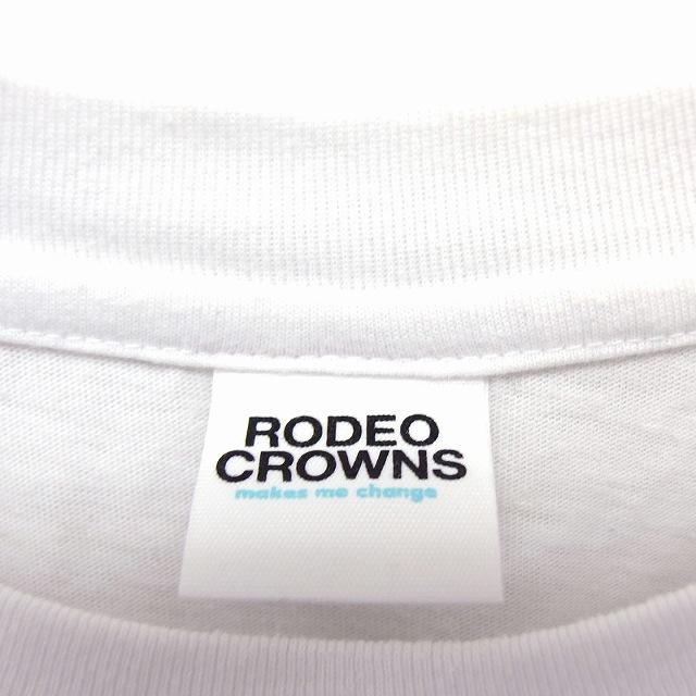 ロデオクラウンズ Rodeo Crowns カットソー Tシャツ クルーネック コットン混 リブ ドロップショルダー ワイド 透け感 五分袖 F 白｜vectorpremium｜03