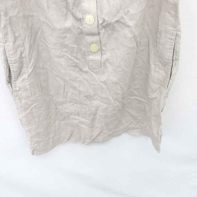 エル ELLE UNEVIEAVEC ワンピース 膝下丈 リネン ハーフボタン リボン  