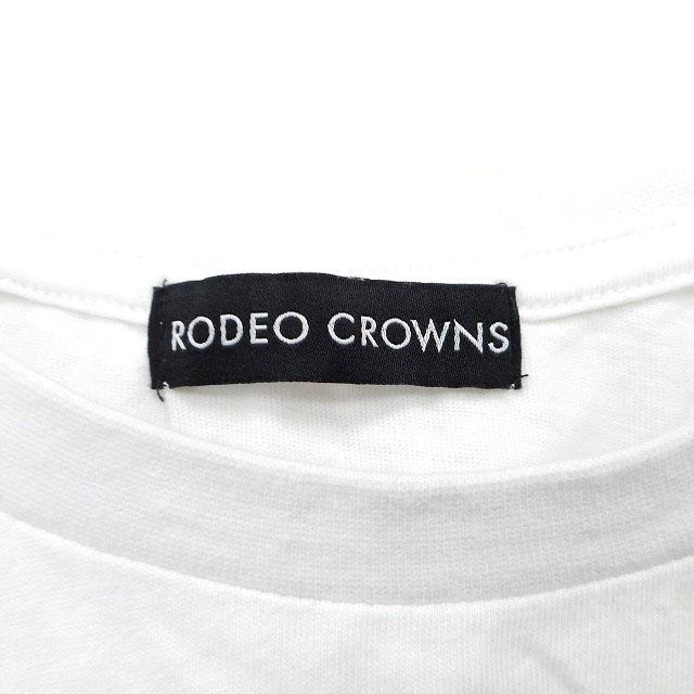 ロデオクラウンズ Rodeo Crowns カットソー Tシャツ コットン 綿 ロゴ プリント 透け感 五分袖 F 白 ホワイト /NT18 レディース｜vectorpremium｜03