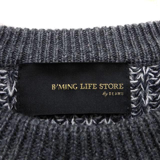 ビーミングバイビームス B:MING LIFE STORE by BEAMS ニット セーター リブ 切替 メランジ スリット クルーネック 長袖 グレー｜vectorpremium｜03