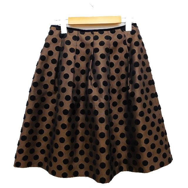 エムプルミエ M-Premier フレア スカート 膝丈 ドット 柄 タック  