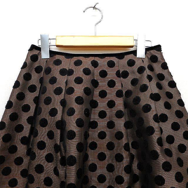 エムプルミエ M-Premier フレア スカート 膝丈 ドット 柄 タック  