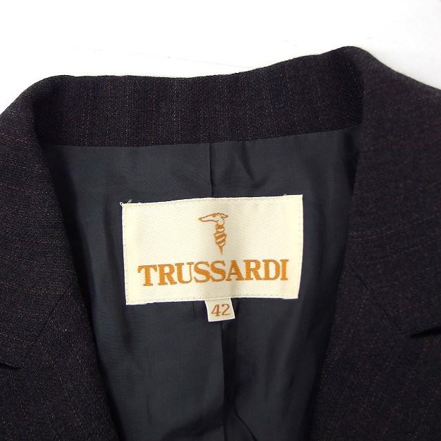 トラサルディ TRUSSARDI パンツスーツ セットアップ テーラードジャケット スラックス ストライプ ウール混 42 グレー 灰 /FT36 レディース｜vectorpremium｜04