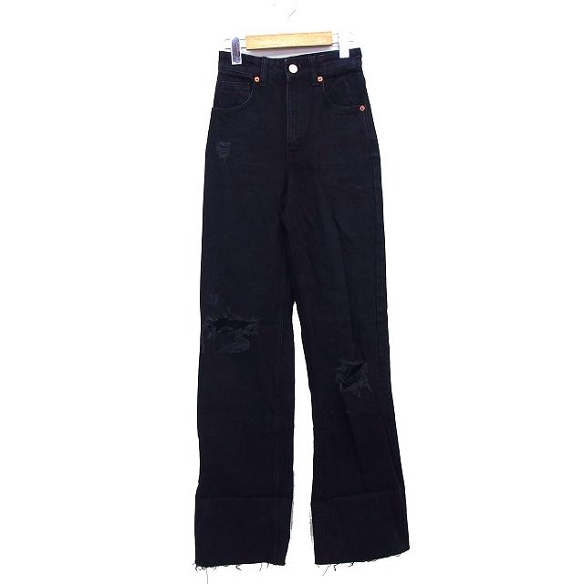 新品未使用】ZARA ダメージ加工 フレア ブーツカット デニムパンツ 38 