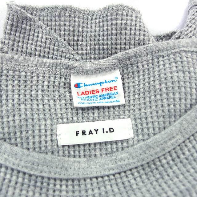 チャンピオン CHAMPION FRAY I.D ニット カットソー ワッフル ラグランスリーブ ラウンドヘム クロップド 七分袖 グレー /NT34 レディース｜vectorpremium｜03