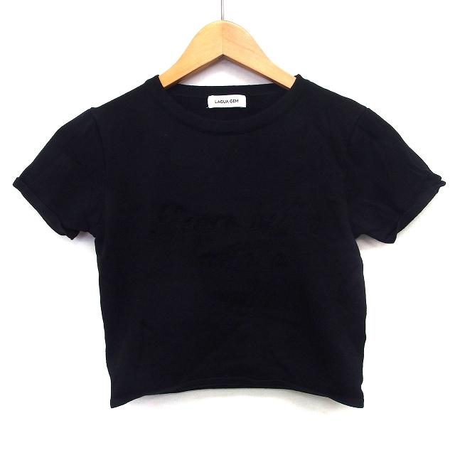 ラグアジェム LAGUA GEM セーター ニット クロップド丈 英字 半袖 丸首 