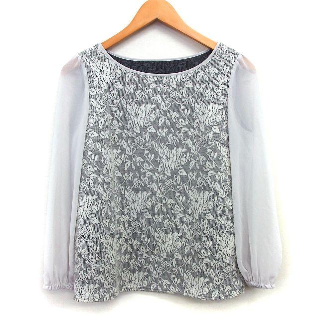 ダブルビー wb カットソー ブラウス ニット 花柄 切替シフォン 長袖  
