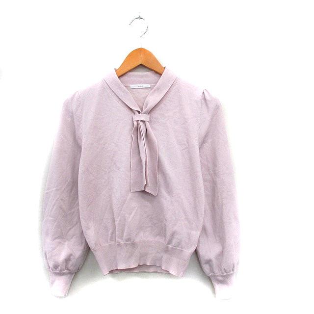 インデックス INDEX ボウタイ ニット セーター 長袖 シンプル S ピンク