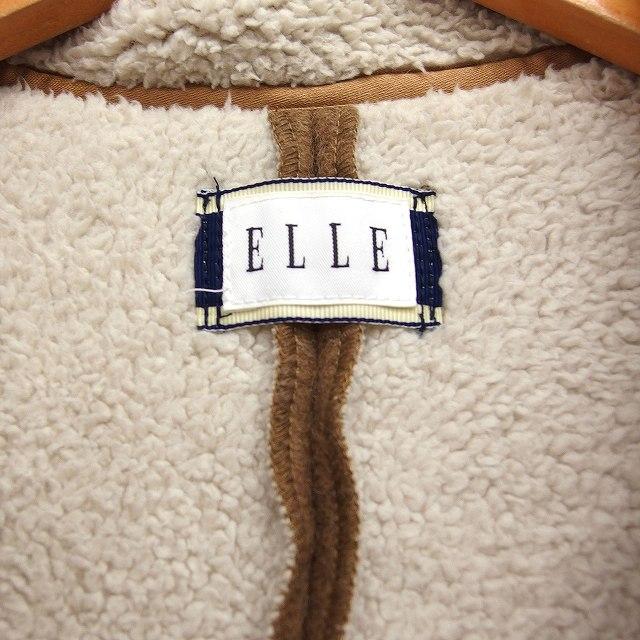 エル ELLE フェイクムートン コート アウター ミドル丈 起毛 ウール 38 