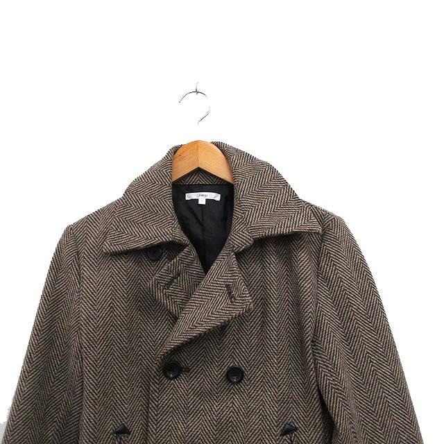 ショット×タケオキクチ Pコート　ヘリンボーン　ブラウン　ダブルネーム ショット×タケオキクチ Pコート ヘリンボーン ブラウン ダブルネーム P