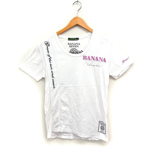 バナナセブン BANANA SEVEN 刺繍 プリント Tシャツ カットソー 半袖 U 