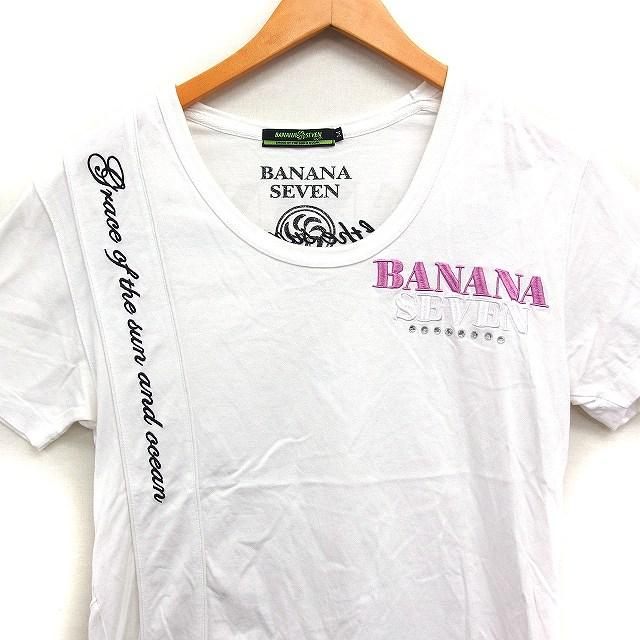 バナナセブン BANANA SEVEN 刺繍 プリント Tシャツ カットソー 半袖 U 