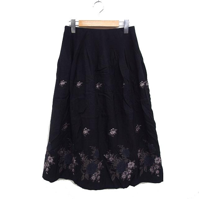 コムシコムサ COMME CI CA フラワー刺繍 フレア スカート ロング丈 F