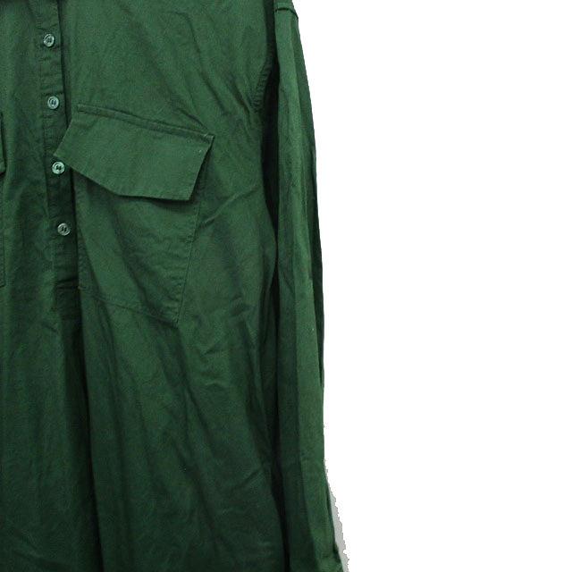 ZARA（ザラ） シャツ ワンピース ロング 長袖 コットン S グリーン 緑