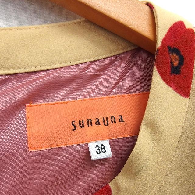 スーナウーナ Sunauna フレア ワンピース ひざ丈 花柄 タック バック 