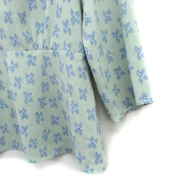 イエナ IENA ブラウス シャツ Vネック 七分袖 花柄 ミントグリーン