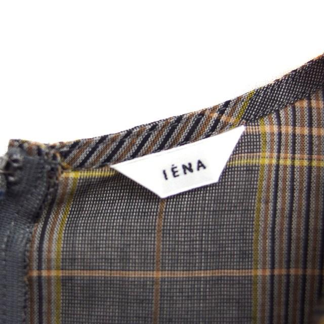 イエナ IENA チェック ブラウス ノースリーブ リボンネック ウール混