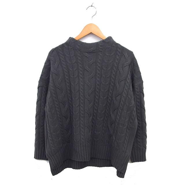 YECCA VECCA ケーブル編みクルーネックニット F チャコールグレー イェッカヴェッカ YECCA VECCA モックネック ニット セーター ケーブル