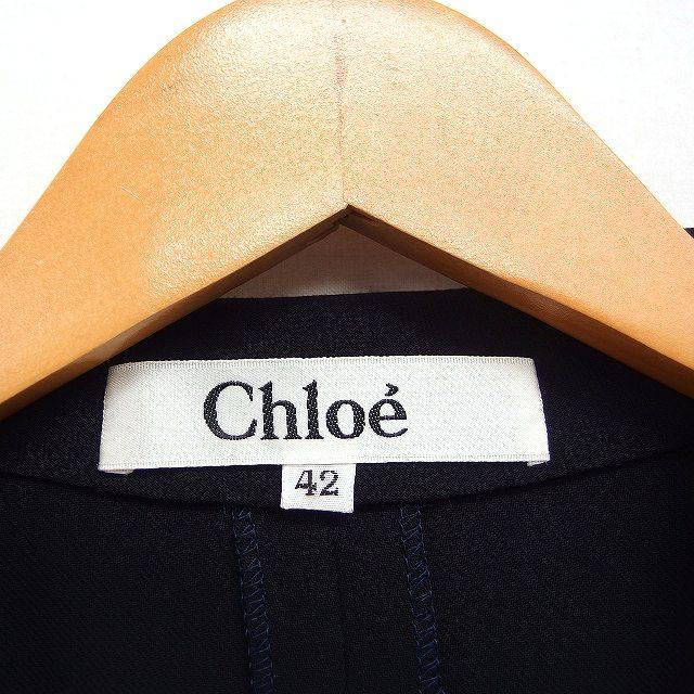 Chloe（クロエ）襟なしストライプウールジャケット未使用 Chloe（クロエ） 国内正規品 テーラードジャケット シングル 無地