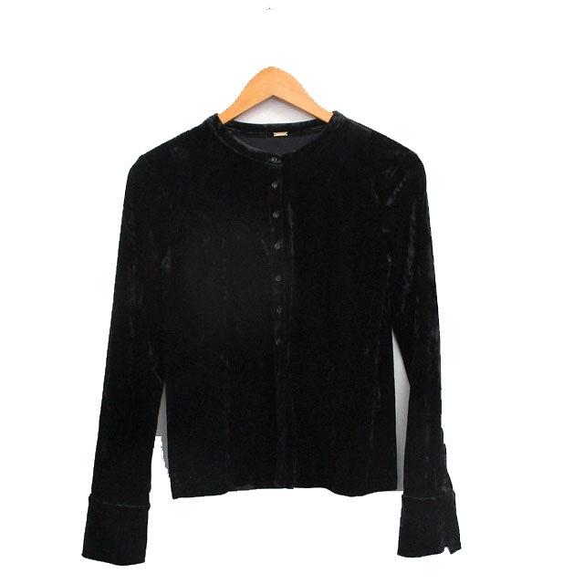ミラオーウェン Mila Owen シャツ ブラウス 長袖 ベロア 0 ブラック 黒