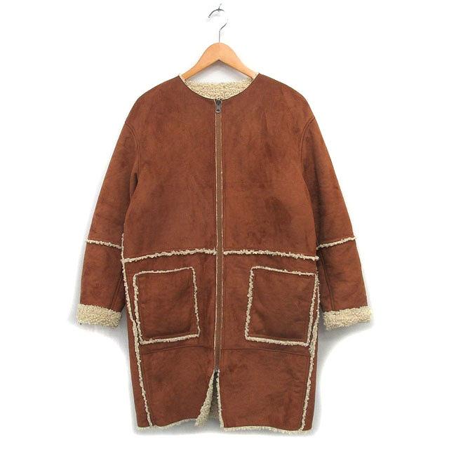 ローズバッド ROSE BUD フェイクムートン コート ノーカラー ロング 