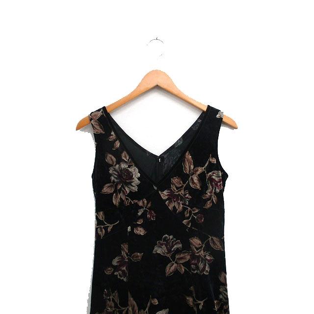 薔薇花柄ノースリーブドレス レストローズ L'EST ROSE ワンピース ノースリーブ ロング Vネック 花