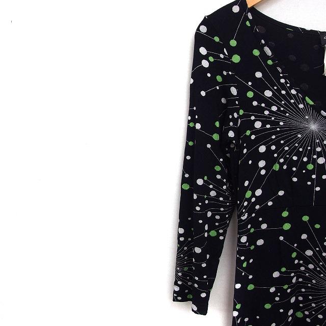 agnes b.（アニエスベー） 柄 ワンピース 7分袖 ひざ丈 Vネック タイト