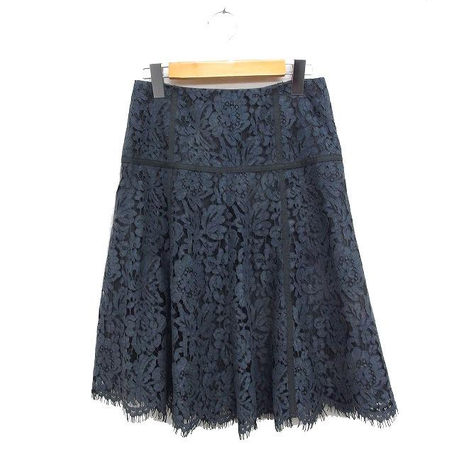 アナイ ANAYI レース フレアスカート ひざ丈 グログラン 36  