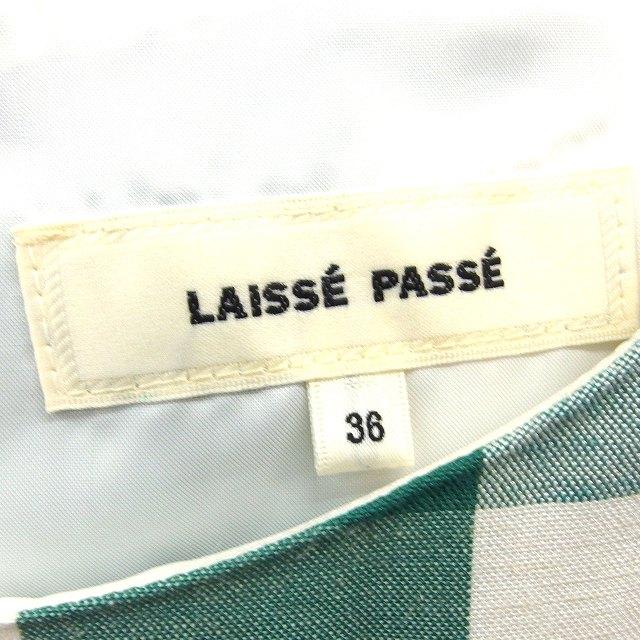 レッセパッセ LAISSE PASSE チェック フレア ワンピース ロング リボン