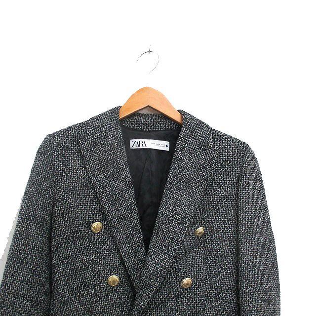 サラ ZARA ザラ テーラードジャケット ブレザー ツイード XS ブラック
