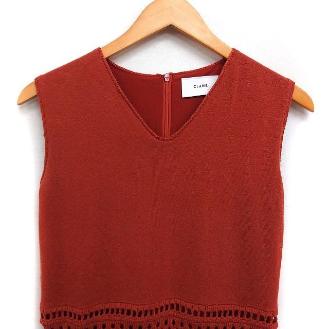 クラネ CLANE ニット ワンピース ノースリーブ ロング 切替クロシェ