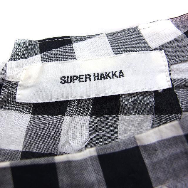 スーパーハッカ SUPER HAKKA チェック柄 ブラウス 5分袖 コットン 綿 