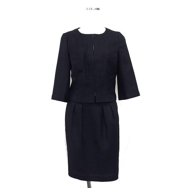 ANAYI ノーカラージャケット　スカートセット　36 アナイ ANAYI スカートスーツ セットアップ ノーカラー ショート