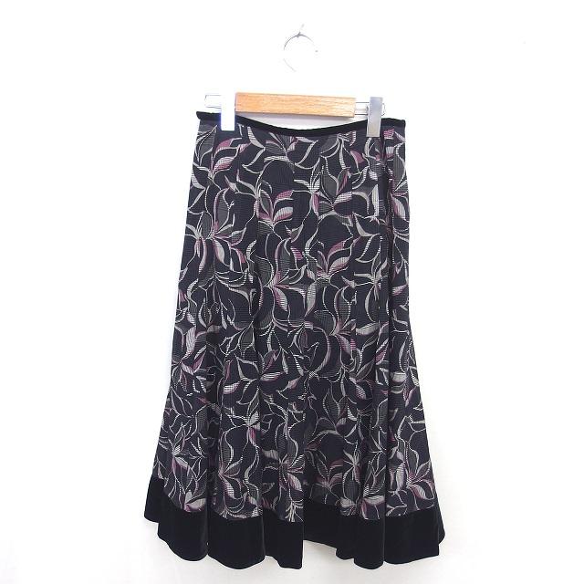 Lois CRAYON ロングフレアスカート ロイスクレヨン Lois CRAYON フレア スカート ロング 総柄 ベロア