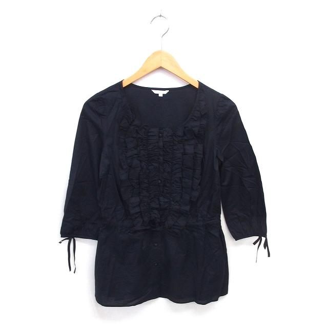 【TOBECHIC】ブラックチュニック サイズ50 トゥービーシック TO BE CHIC チュニック ブラウス フリル リボン 薄手