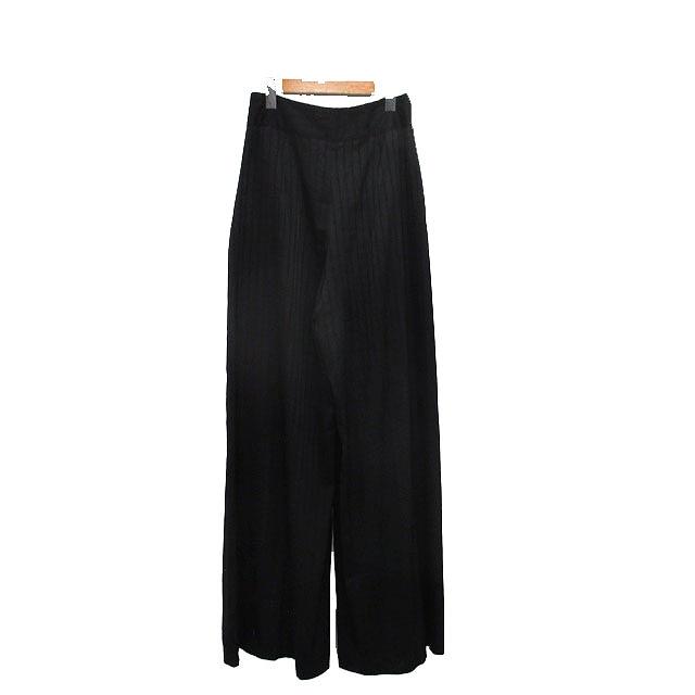 ZARA（ザラ） ワイドパンツ ストライプ XS ブラック 黒 /KT8
