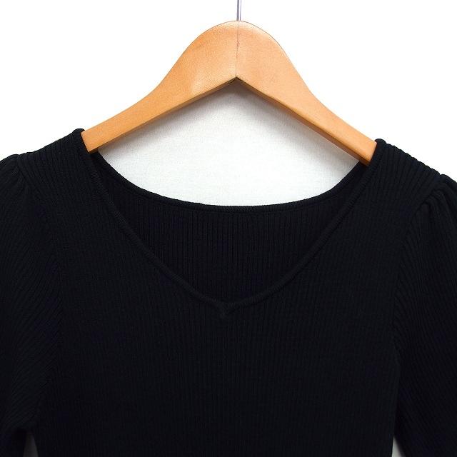 ミア MIA ニット ワンピース タイト ロング リブ Vネック ストレッチ 
